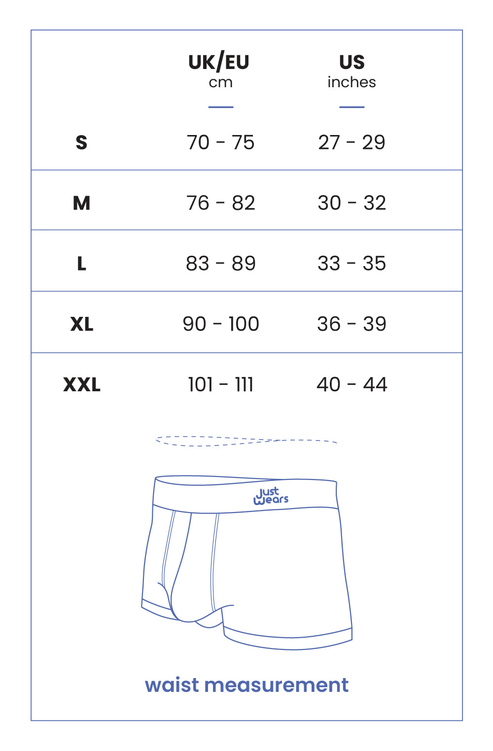 Product Size Guide - Mobile