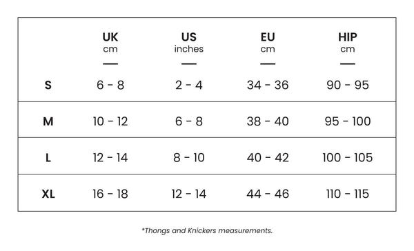 Product Size Guide - Desktop