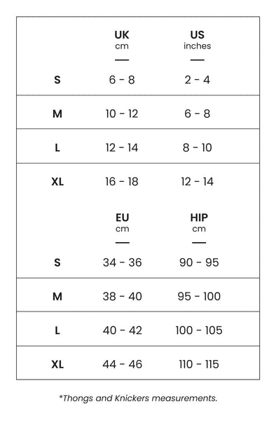 Product Size Guide - Mobile